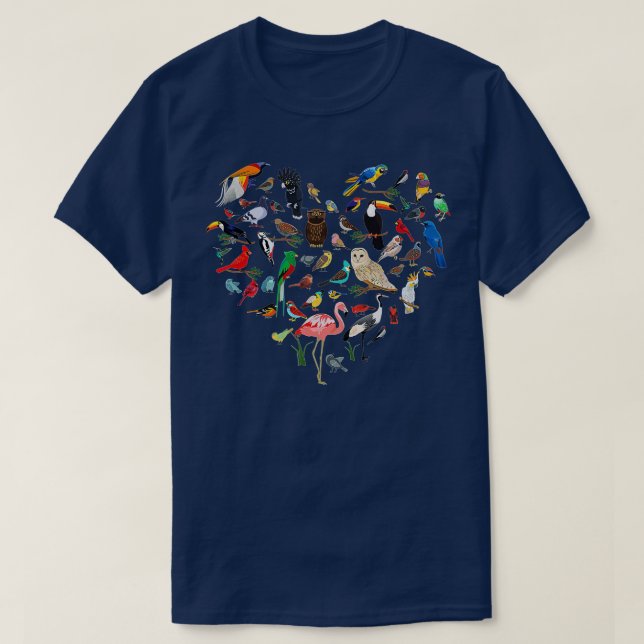 Bird Heart - Birding Bird Watching Birder Bird Wat T-Shirt (Design Front)