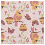 bird heart love butterflies romance valentines fabric