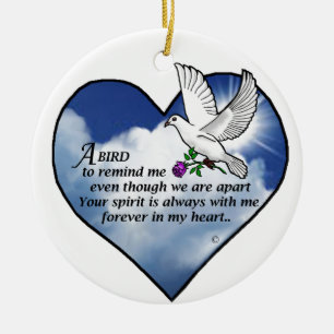 Bird Heart Poem Ceramic Ornament