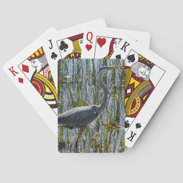 Bird Heron Closeup Marsh Photograph Poker Cards (Back)