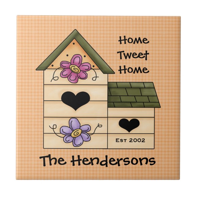 Bird House Family Name Tile (Front)