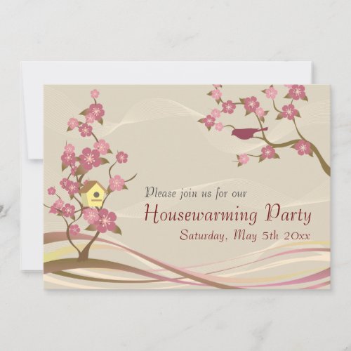 Bird House Housewarming Party Inviation Gray Invitation