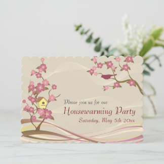 Bird House Housewarming Party Inviation Gray Invitation