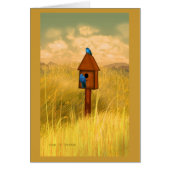 Bird house in country 2 bluebirds Mom's Day card (Front)