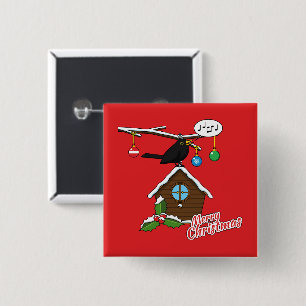 Bird House Merry Christmas Button
