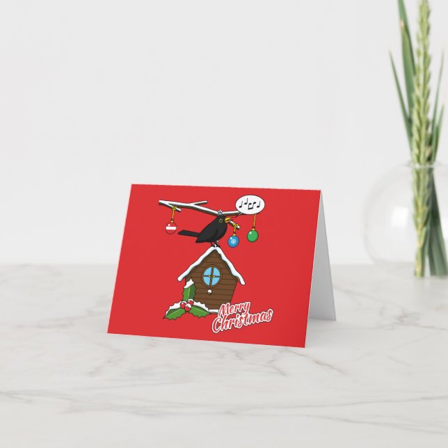 Bird House Merry Christmas Card (Front)