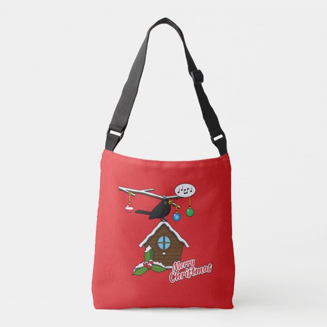 Bird House Merry Christmas Crossbody Bag (Front)