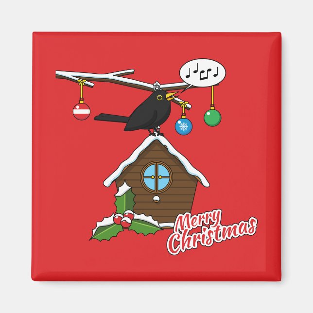 Bird House Merry Christmas Magnet (Front)