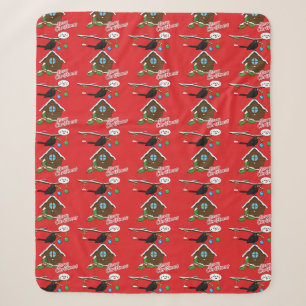 Bird House Merry Christmas Sherpa Blanket