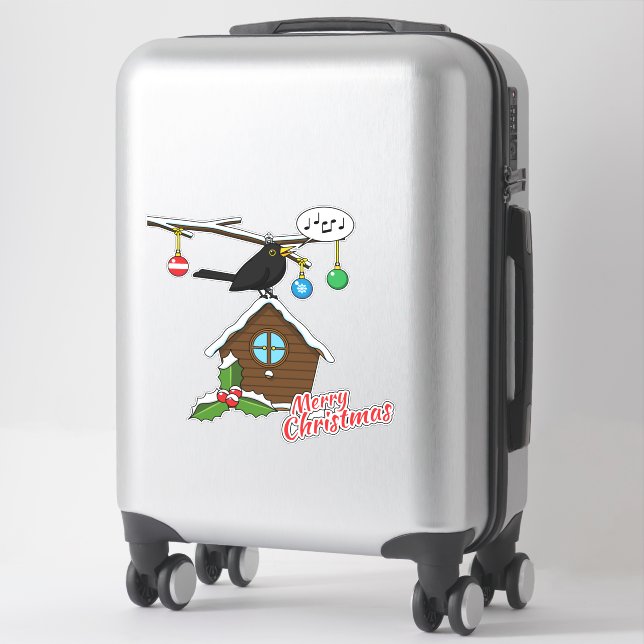 Bird House Merry Christmas Sticker (Suitcase)