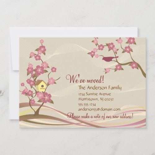 Bird House Moving Announcement Flat Card Gray
