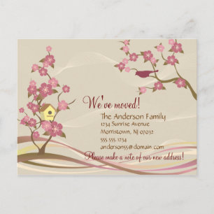 Bird House Moving Announcement Postcard Gray