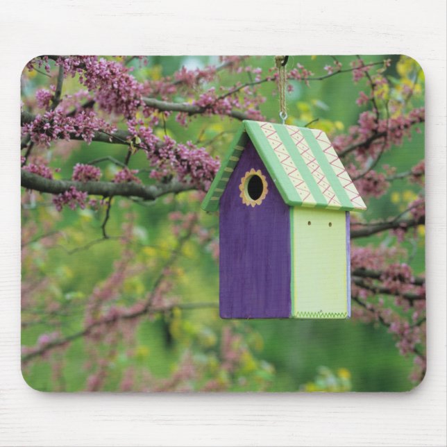 Bird House On A Redbud Tree Mouse Pad (Front)