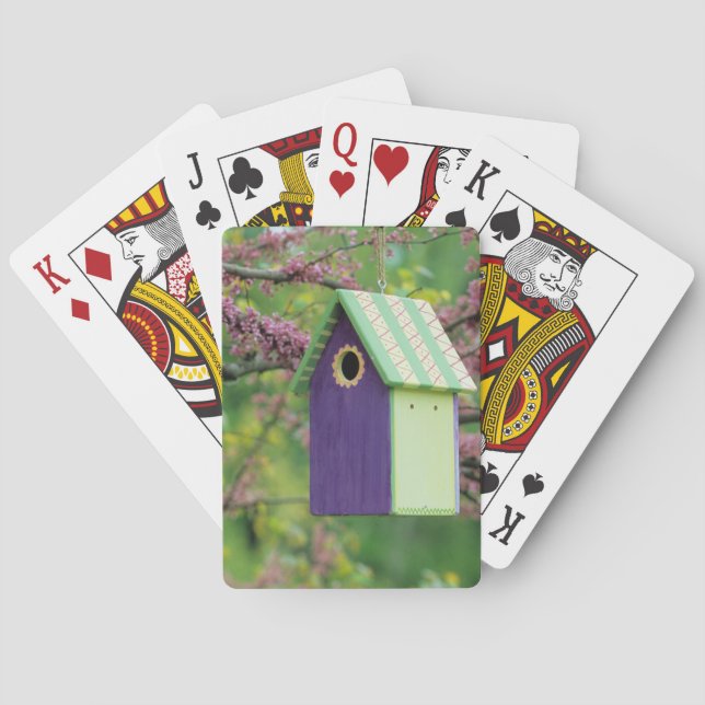Bird House On A Redbud Tree Poker Cards (Back)