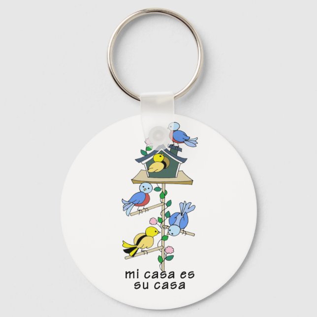 Bird Houses My House is Your House - Spanish Keychain (Front)