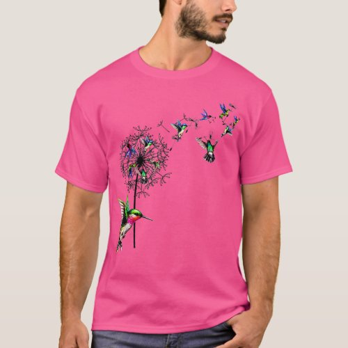 Bird Hummingbird Dandelion FlowersFor Women Men  T_Shirt