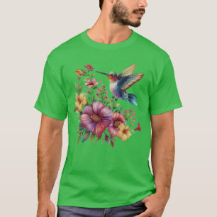 Bird Hummingbird Flowers Women Funny friends T-Shirt