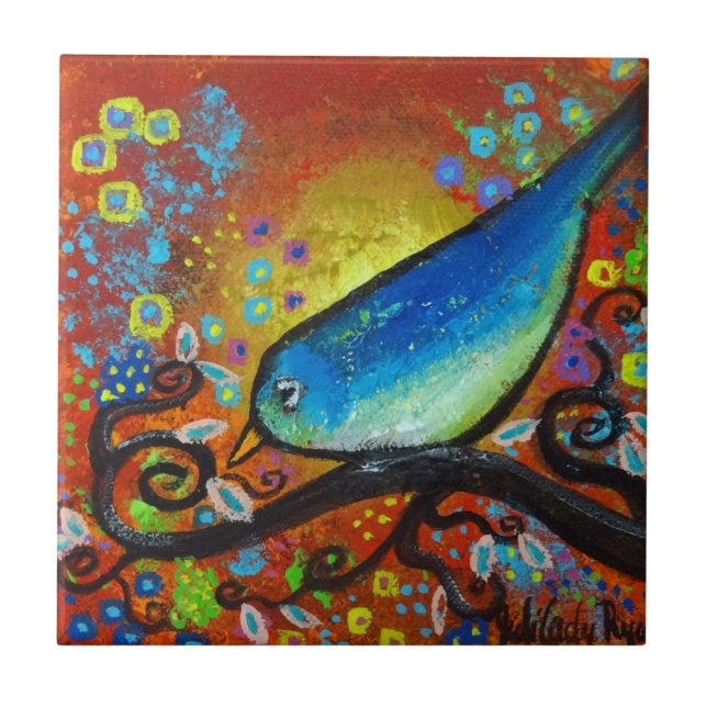 Bird III~Days End Tile Coaster (Front)