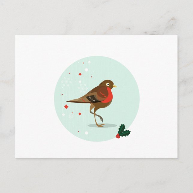 Bird illustration - Winter colors Postcard (Front)