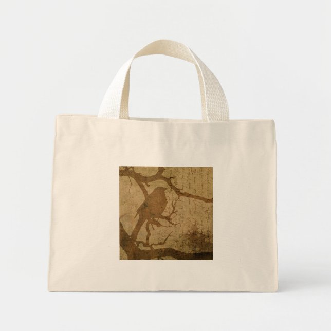 Bird in A Branch Mini Tote Bag (Front)