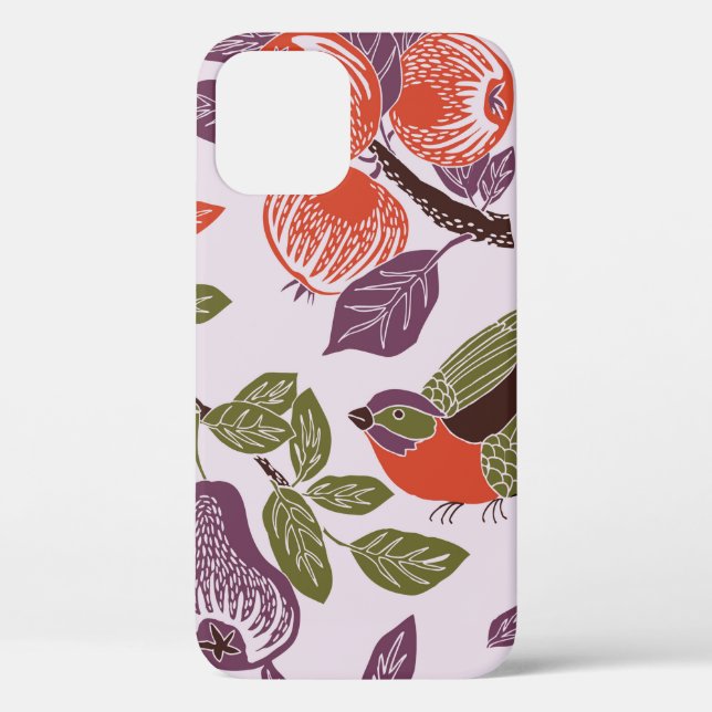 bird in a fruit garden. seamless pattern Case-Mate iPhone case (Back)