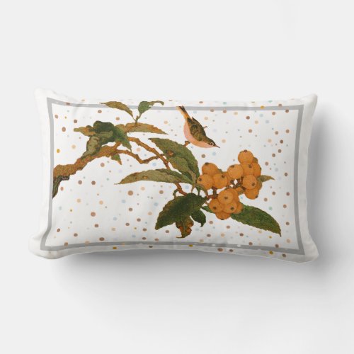 Bird in a fruit tree Throw Pillow