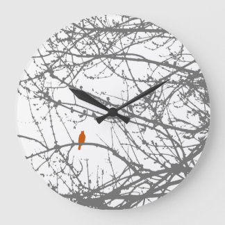 bird in a maple large clock