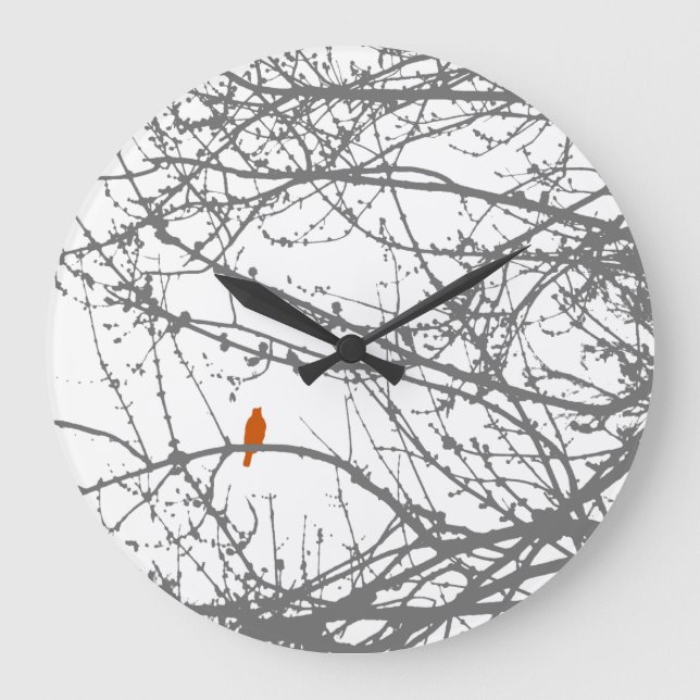 bird in a maple large clock (Front)