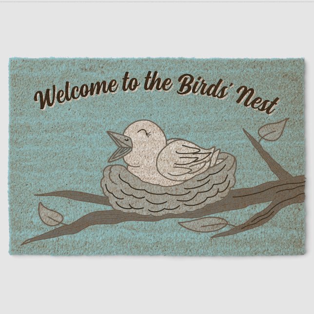 Bird in a Nest Design Coir Door Mat (Front)