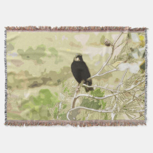 Bird in a Pine Tree Throw Blanket