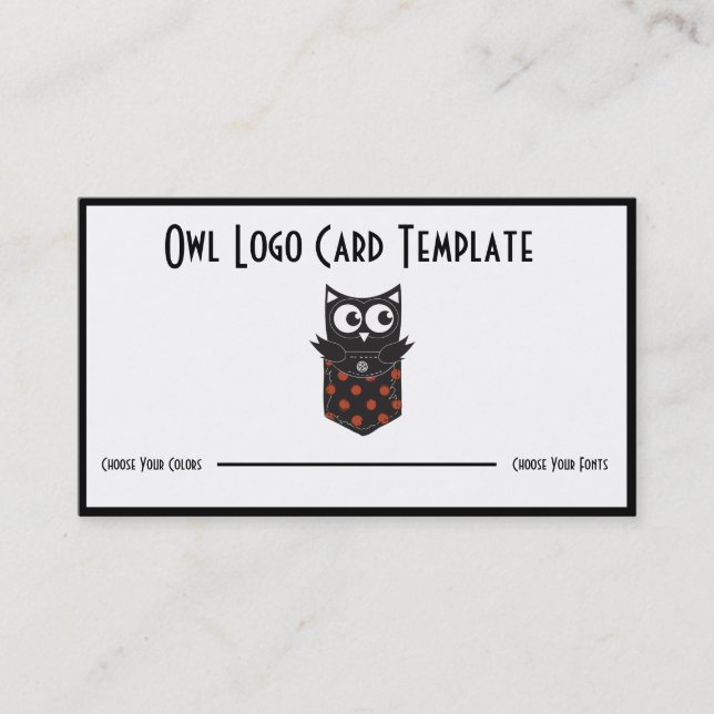 Bird in a Pocket Owl Logo Business Card (Front)