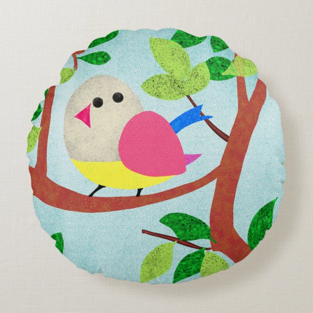 Bird in a tree round pillow (Front)
