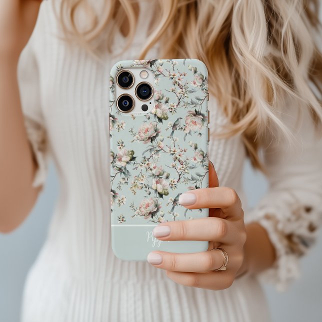 Bird in Blossom Pale Green MagSafe Tough Case-Mate iPhone Case (Blossom birds green phone case
)