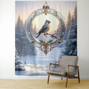 Bird in Christmas Ornament Backdrop