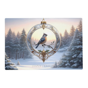 Bird in Christmas Ornament Paper Placemat