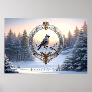 Bird in Christmas Ornament Poster