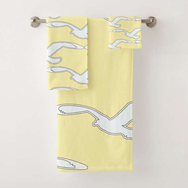 Bird In Flight Bath Accessory Yellow    Bath Towel Set (Insitu)