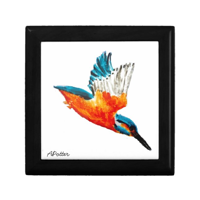 Bird in Flight Flying Kingfisher Jewelry Box (Front)