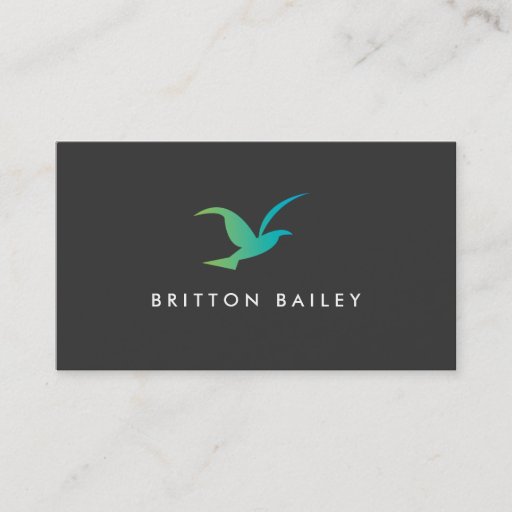 Customizable Bird in Flight Logo (Blue/Green) Business Card