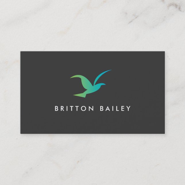 Bird in Flight Logo (Blue/Green) Business Card (Front)