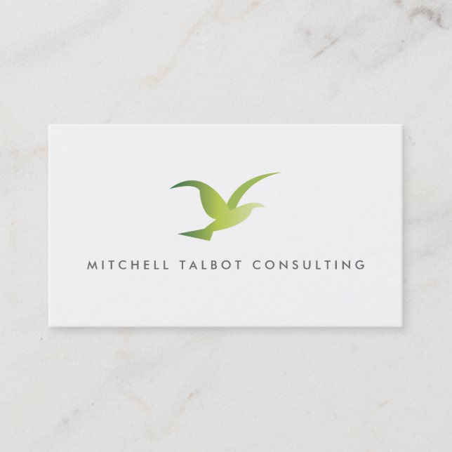 Bird in Flight Logo (Green) Business Card (Front)