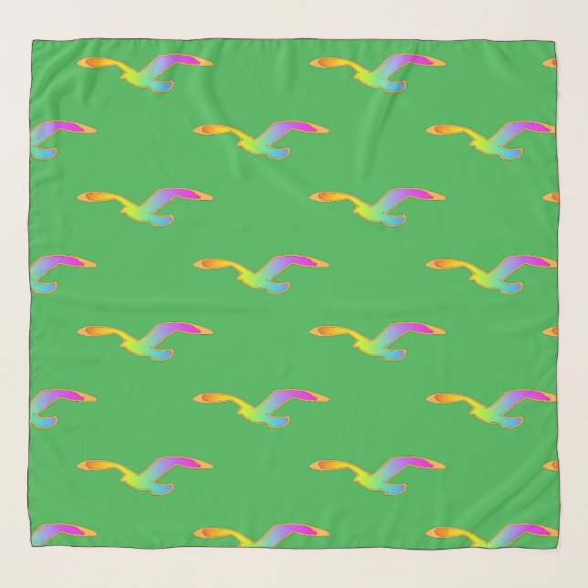 Bird In Flight Repeat Fashion Accessory Green     Scarf (Front)