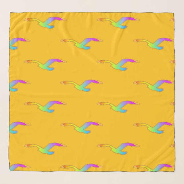 Bird In Flight Repeat Fashion Accessory Yellow    Scarf (Front)