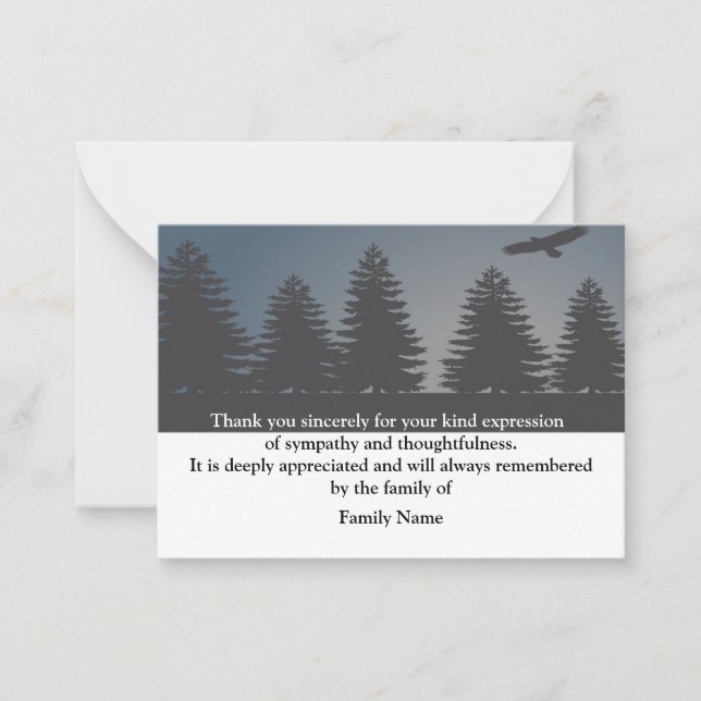 Bird In Forest After Funeral Thank You Cards (Front)