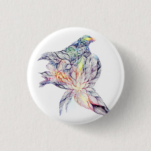 Bird in her nest button
