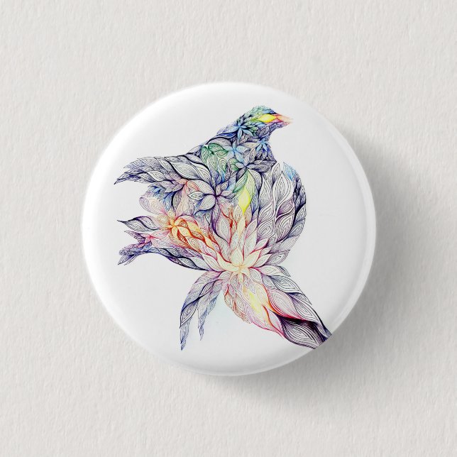 Bird in her nest button (Front)