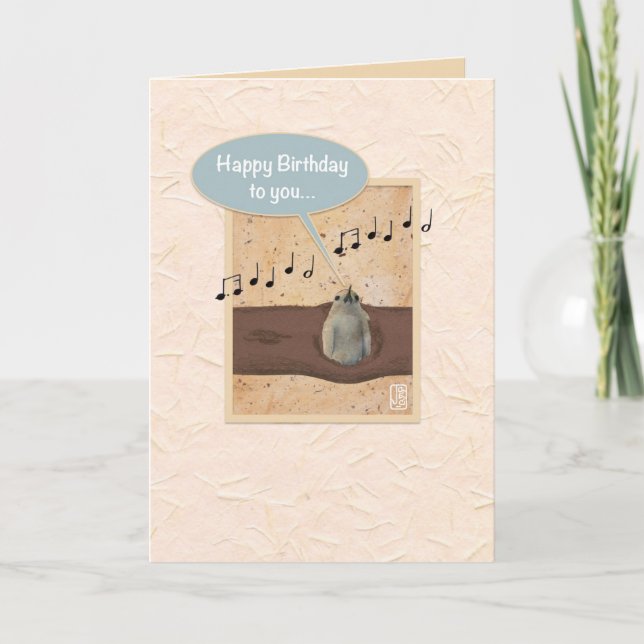 Bird in Log Blue 2 framed Birthday Card (Front)