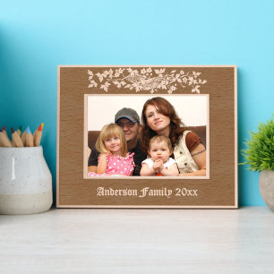 Bird In Nest On Flowering Tree Ornament Engraved Frames