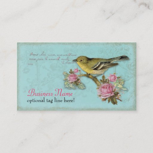 Customizable Bird in Pink Roses Business Cards