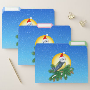 Bird in Santa Hat File Folder